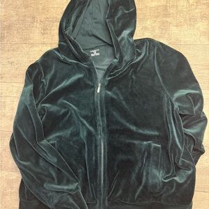 Jones New York Men's Velvet Hoodie - Deep Green